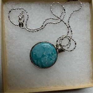 Silver and Turquoise Pendant Necklace